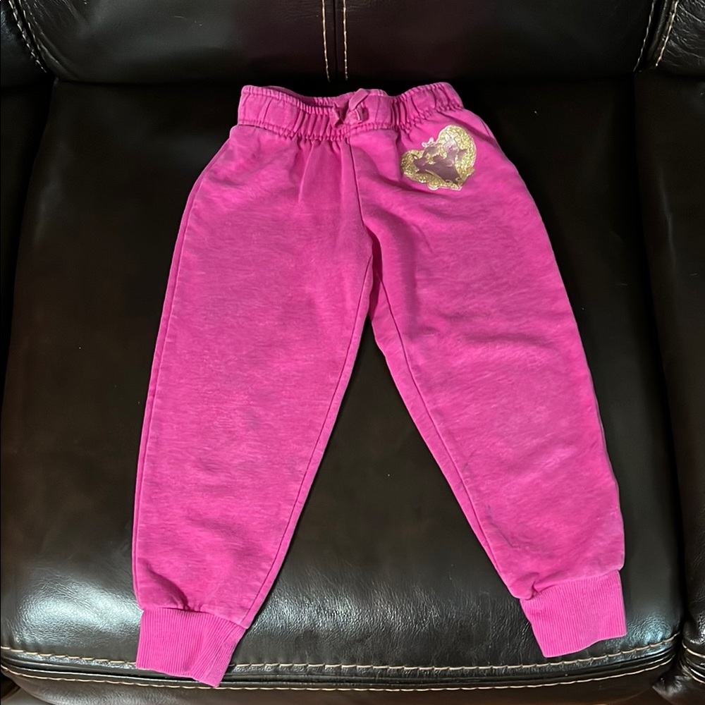 Pink Girls Joggers with Gold Heart